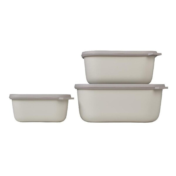 Mepal Cirqula 3 Piece Rectangular Multi Bowl Containers Large - Nordic White