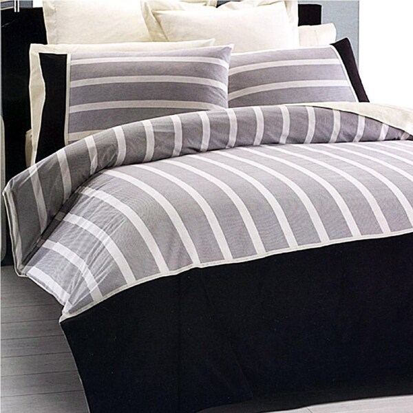 Belmondo Bondi Polyester Cotton Black/Off White Quilt Cover Set Double