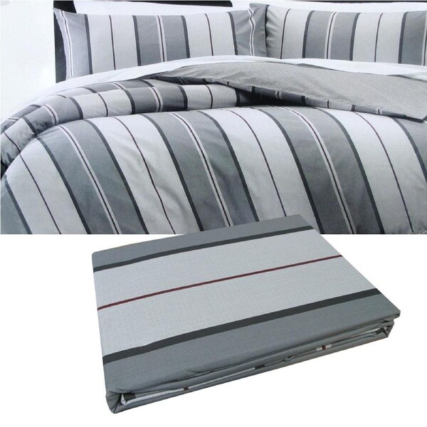 225TC Tristan Polyester Cotton Grey/Charcoal Quilt Cover Set Double