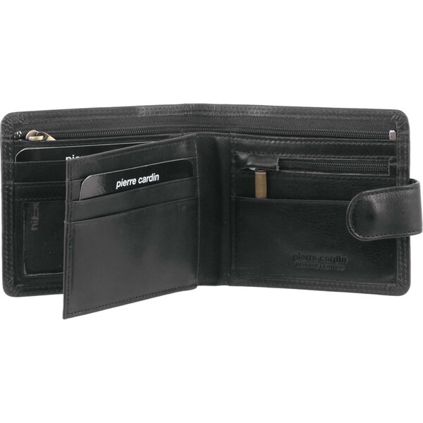 Pierre Cardin Mens Wallet Soft Rustic Leather RFID Blocking Protected - Black