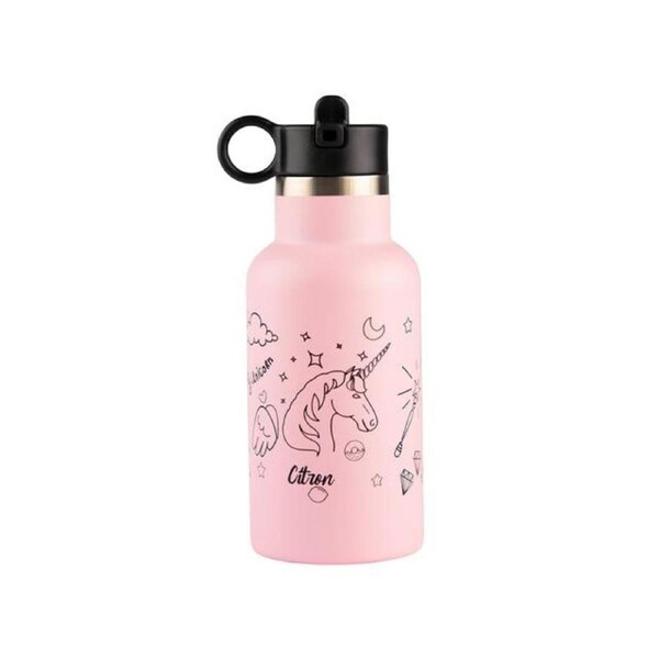 Little Big Water Bottle - QR-Enabled Lost-Proof 350ml - Pink Unicorn