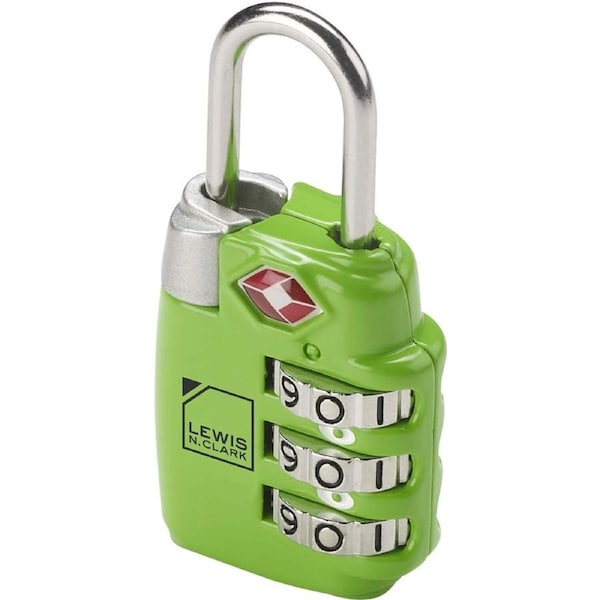 1x Lewis N Clark TSA Approved Combination Lock Travel Luggage Padlock - Green