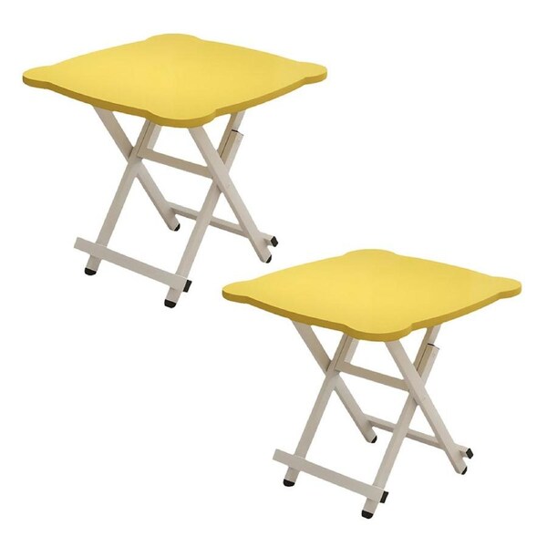 SOGA 2X Yellow Minimalist Cat Ear Folding Table Indoor Outdoor Portable Stall Desk Home Decor