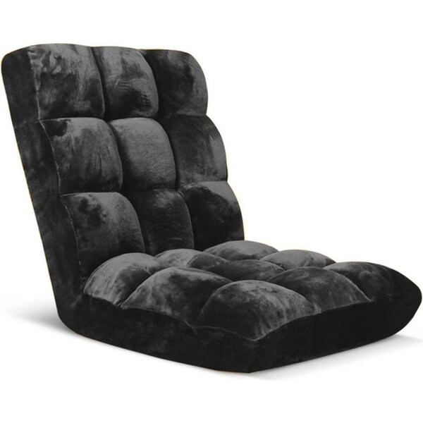 SOGA Floor Recliner Folding Lounge Sofa Futon Couch Folding Chair Cushion Black