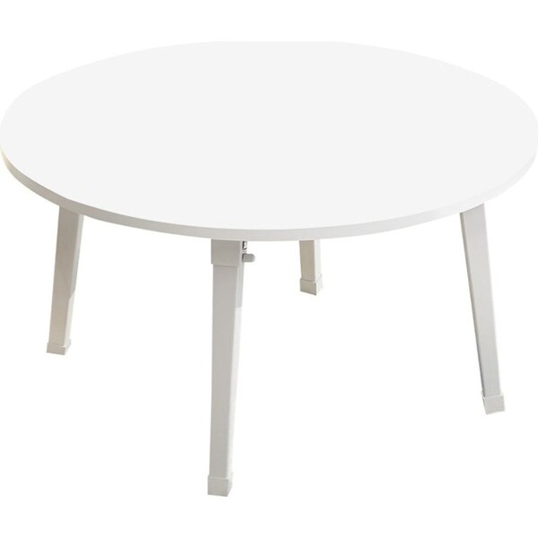 SOGA White Portable Floor Table Small Round Space-Saving Mini Desk Home Decor
