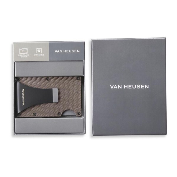 Van Heusen Men's Metal Credit Card Holder w/Money Clip Wallet Textured Graphite
