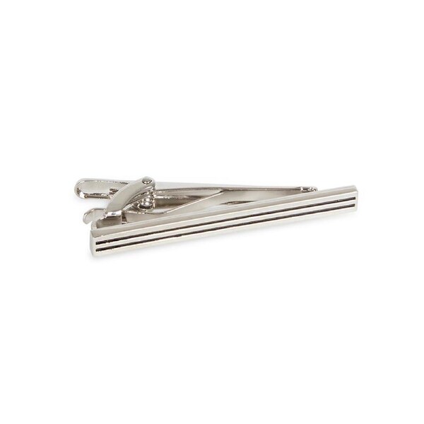 Van Heusen Men's Black Stripe Tie Bar Necktie Business Clip/Clasp Clamp Silver