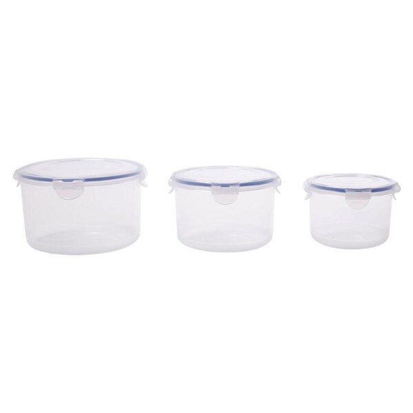 3PK Locknlock Airtight Classic Round Food Storage Container Stackable Set Clear