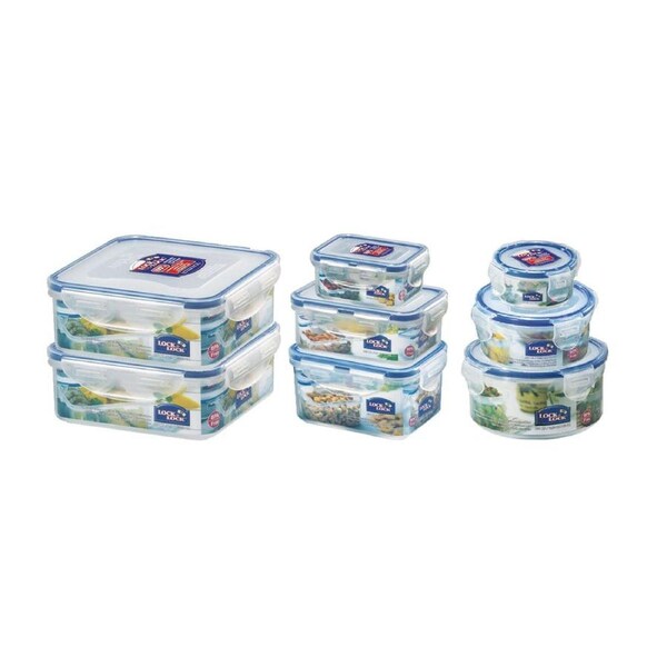 8PK Locknlock Airtight Classic Food Storage Container Kitchen Organiser Set CLR