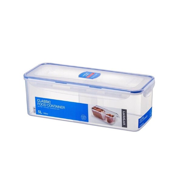 Locknlock 5L Airtight Classic Rectangle Food Container w/ Divider Tall Clear