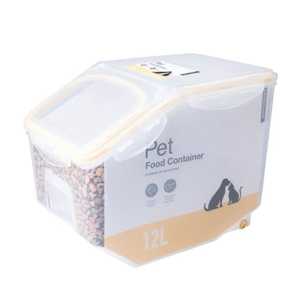 Locknlock 12L Airtight Cat/Dog Pet Dry Food Flip-Top Lid Storage Medium Yellow