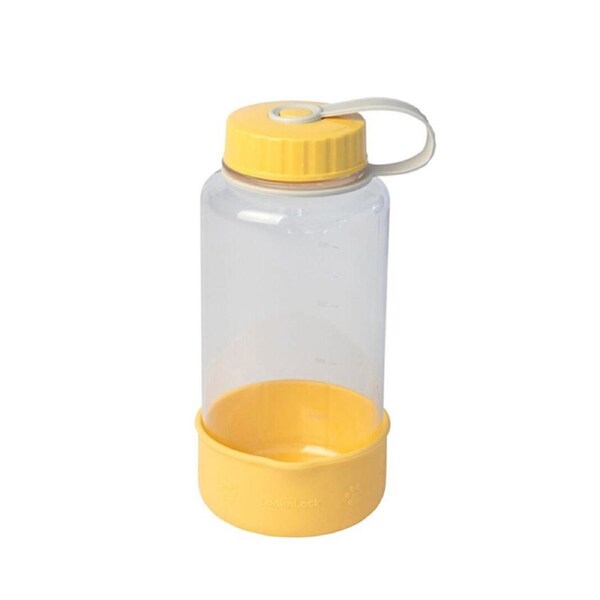 Locknlock 1L Dog/Cat Pet Water Bottle w/Handle & Detachable Silicone Bowl Yellow