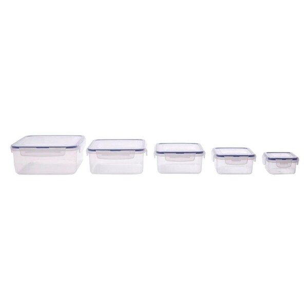 5PK Locknlock Airtight Classic Square Food Storage Container Organiser Set Clear