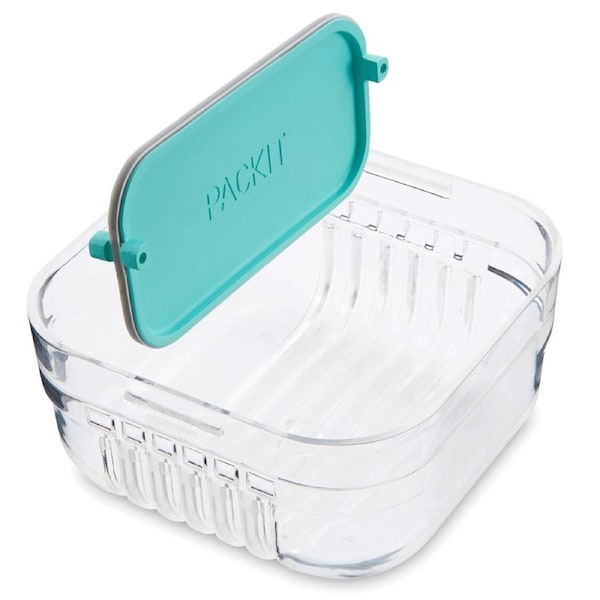 Packit Mod 13cm Square Snack Bento Box Food Storage w/ Removable Divider Mint