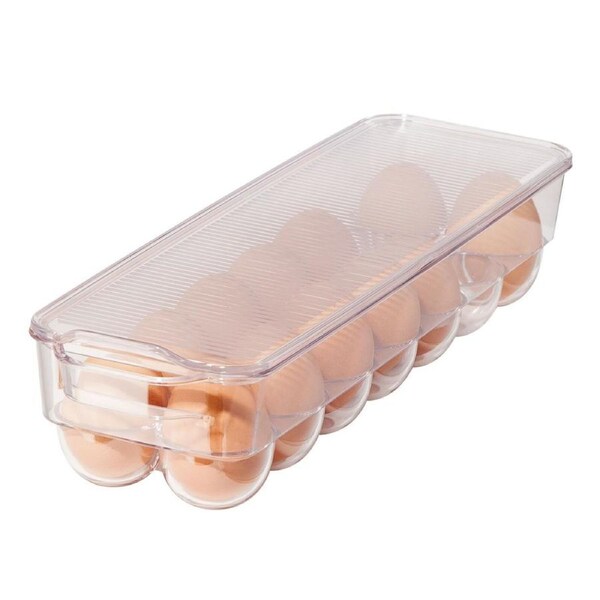Oggi Stackable 14-Egg Tray 37cm Storage Container w/ Lid Fridge Organiser Clear