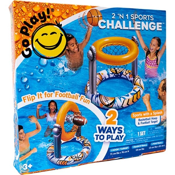 Go Play! 2 In 1 Sports Challenge Basketball/Football Inflatable Pool Game 3y+