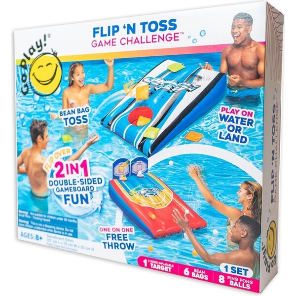 Go Play! Flip N Toss Game Challenge 2In1 Bean Bag/Ping Pong Throw Pool Game 8y+