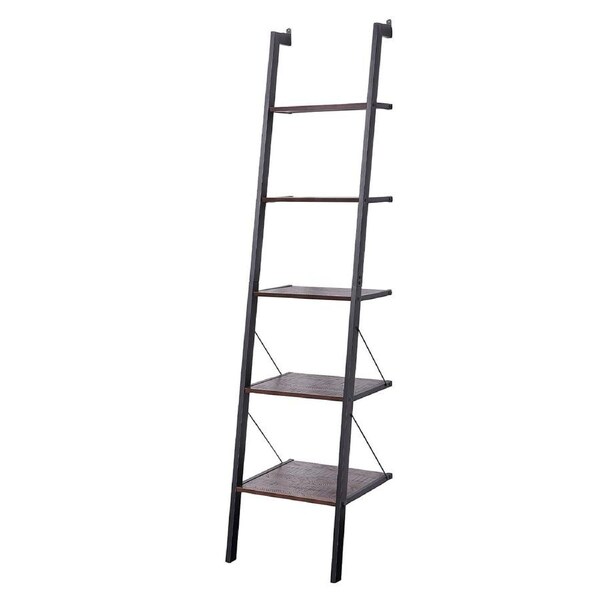 Sarantino Amelia 5-Tier Ladder Shelf in Walnut