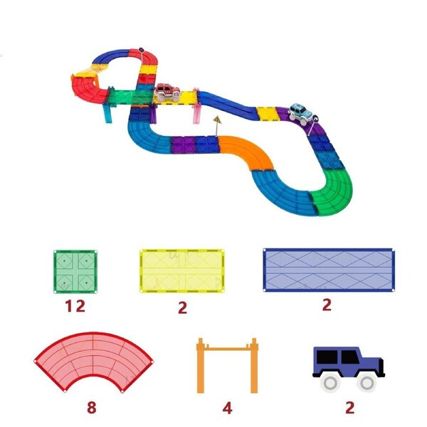 30 Piece Magnetic Tile Light up Car Track Toy Play Set Building Block & Learn XMAS GIFT