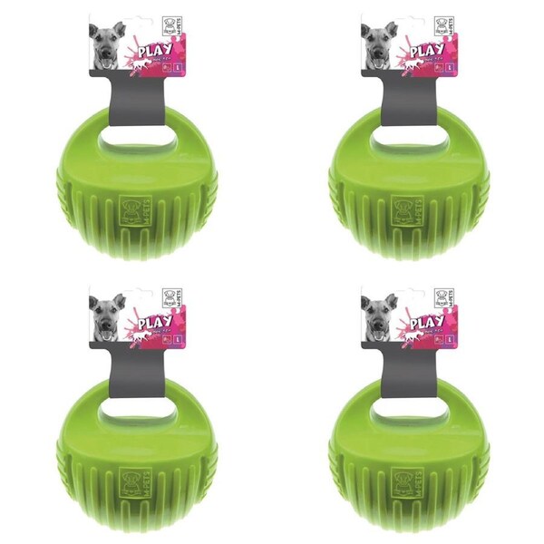 4x M-Pets 7.7cm Arco Ball Dog/Puppy Interactive Fun Pet Fetch/Exercise Toy Green