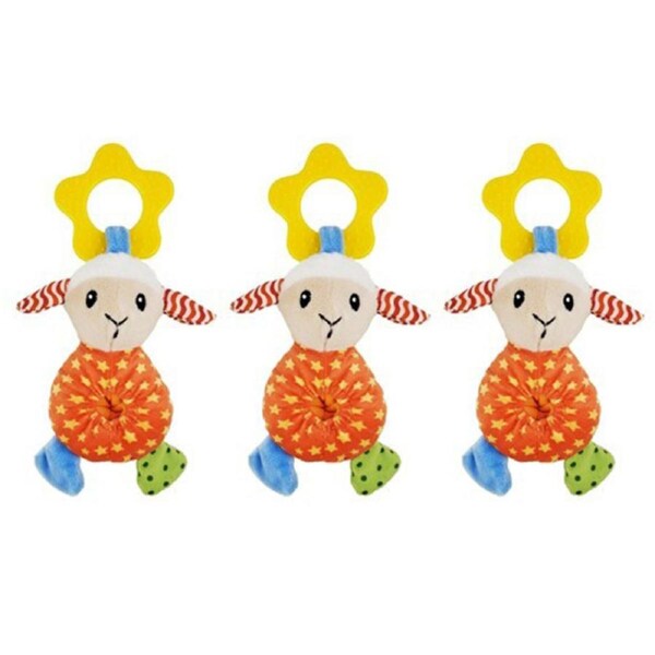 3x Rosewood Little Nippers Laughy Lamb Plush Pet Dog Teether Play Toy w/Squeaker