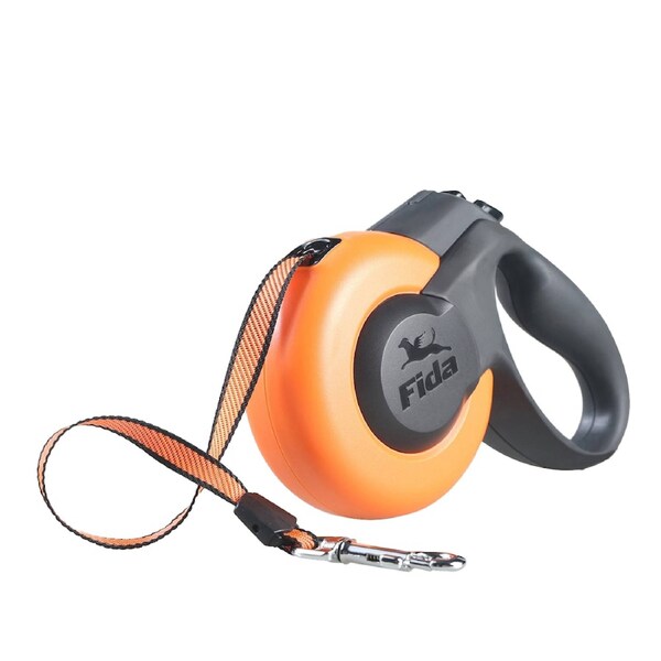 Fida Retractable Dog/Puppy Leash Pet Collar Walking Secure Lead L Breed Orange