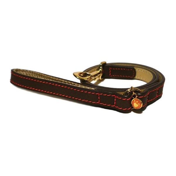 Rosewood 107cm Leather Pet/Dog Neck Lead Training/Walking Leash w/ Hook Brown