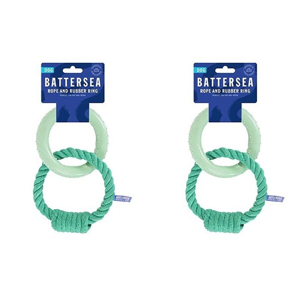 2x Rosewood Battersea Rope & TPR Ring Pet/Dog Interactive Fun Play Chew Toy Blue