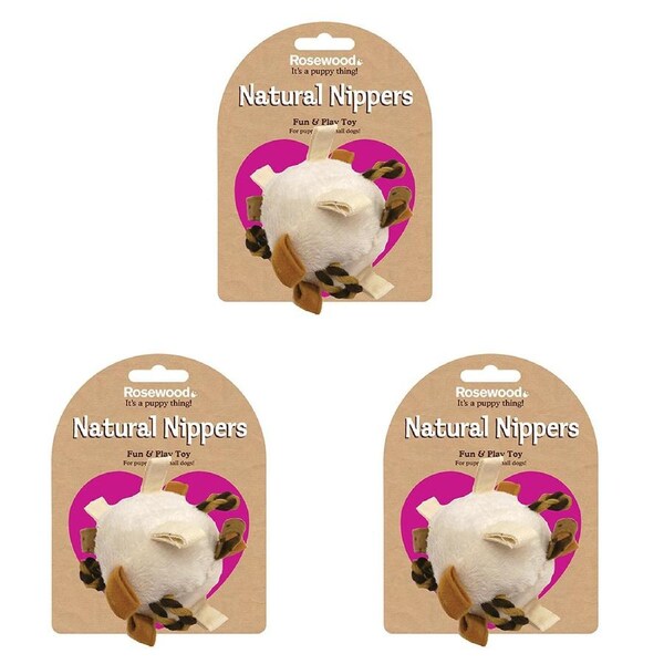 3x Rosewood 8cm Loopy Ball Plush Pet Dog/Puppy Interactive Play Toy w/ Squeaker