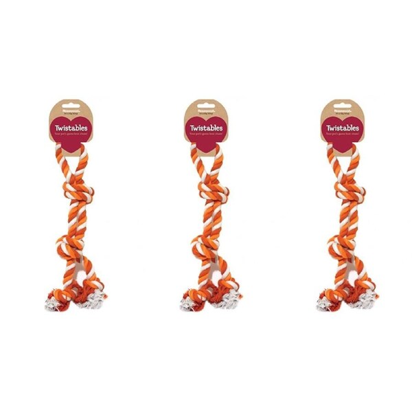 3x Rosewood 38cm Double Tug Chew Bite Pet Dog Rope Interactive Play Toy Assorted