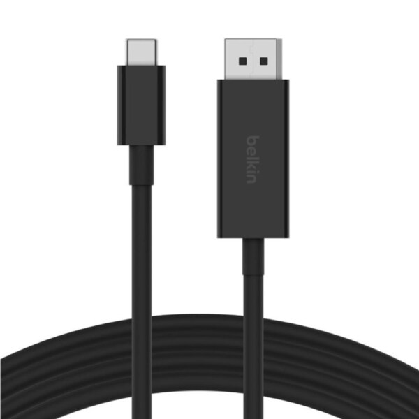 Belkin Connect USB-C to DisplayPort 1.4 Cable 2M - Black (AVC014BT2MBK),32.40Gbps bandwidth,Backward compatible with DisplayPort 1.2,Plug-and-play,2YR