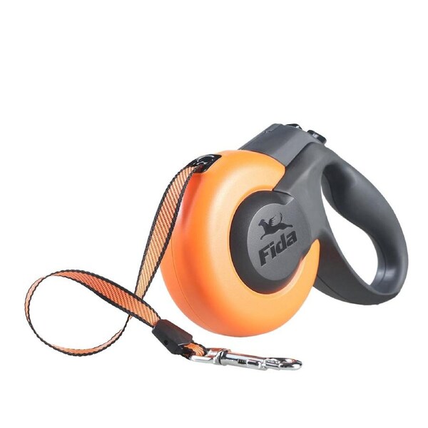 Fida Retractable Dog/Puppy Leash Pet Collar Walking Lead Breed Orange Small