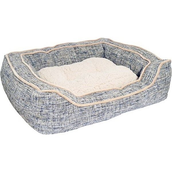 Luxury 60x38cm Square Dog Bed Reversible Sleeping Cushion Small Slate/Oatmeal