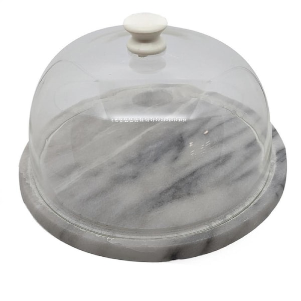 Marble And Acrylic Decorative Cheese Display Dome Dining Serveware Set Assorted