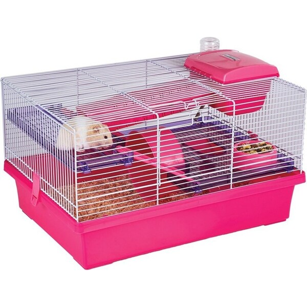 Rosewood Pico 50x29cm w/ Ladders & Tunnels Hamster/Mice Small Pet Cage Pink