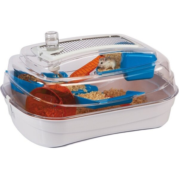 Rosewood Abode Plastic Dwarf Hamster & Mice Small Pet Breeding Cage Blue/Orange