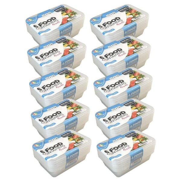 60pc Menu Master Food Meal Preparation Kitchen Storage Container Set 500ml