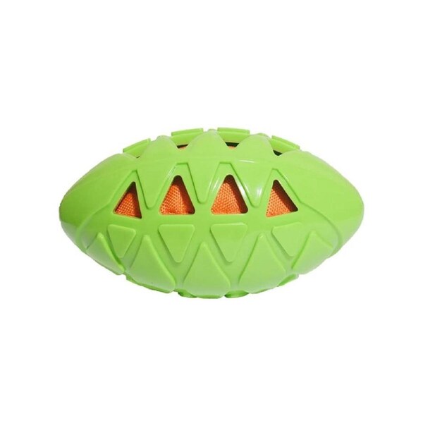 Rosewood Tough Crunch Rugby Ball Pet Dog Chew Fetch Catch Play Toy Large Green