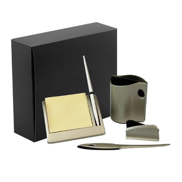 5pc Office Executive Stationery Desk Set w/Clock/Frame/Pen Holder/Letter Opener