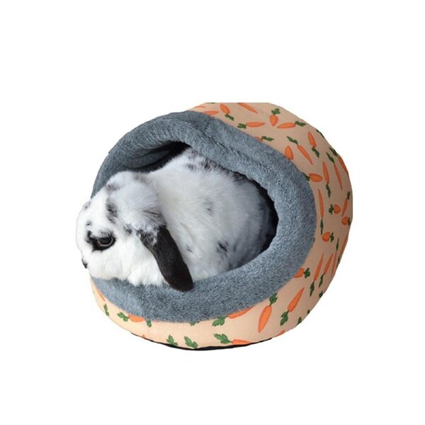 Rosewood Polyester Carrot Soft Plush Ferret/Rat/Rabbit Hooded Pet Bed Peach