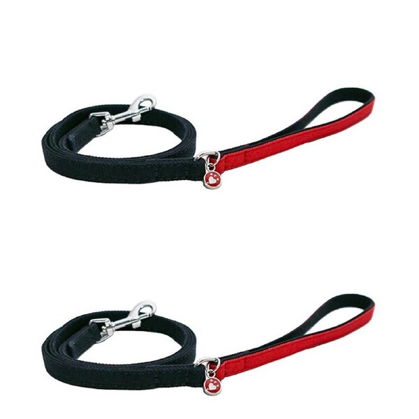 2x Rosewood Fashion 102cm Leather Pet/Dog Lead Animal Training Leash Navy & Red