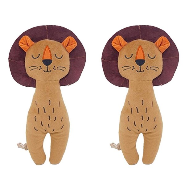2x Rosewood 31x16cm Eco Friendly Lion Pet Dog Chew Interactive Fun Play Toy BRWN