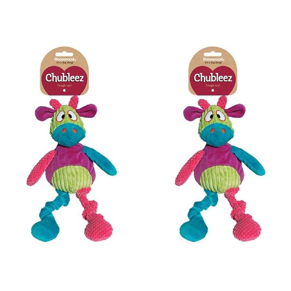 2x Rosewood Chubleez 30cm Chloe Cow Plush Pet Dog Fetch Toy w/ Squeaker Fun Play