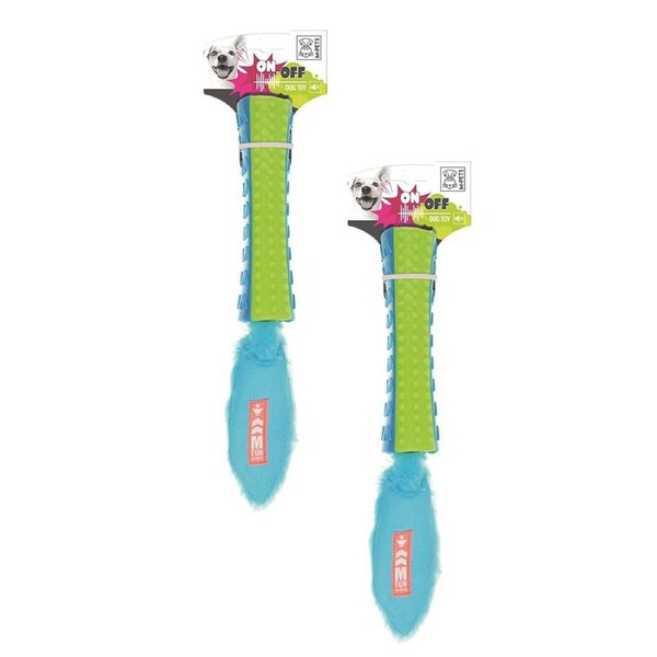 2x M-Pets 40cm On/Off Funsty Dog Pet Interactive Teaser Plush Toy Blue Assorted