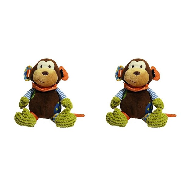 2x Rosewood 25cm Mitchell Monkey Plush w/ Squeaker Pet Dog Interactive Chew Toy