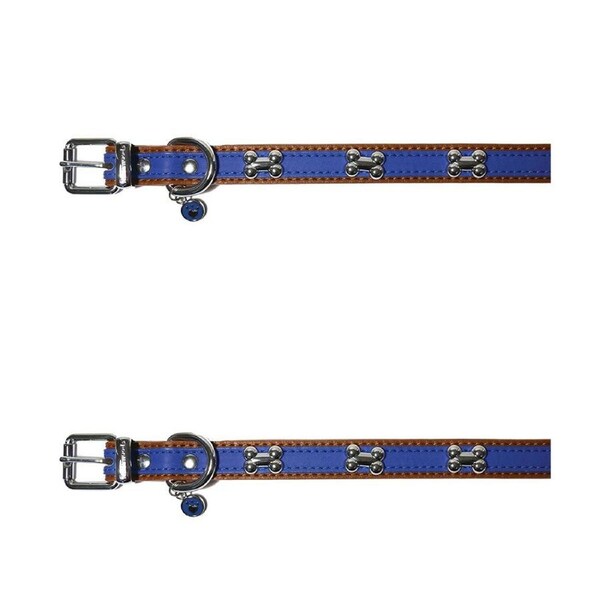 2x Rosewood Wag n Walk Royal 58.5cm Pet/Dog Collar Neck Strap Choker L Blue