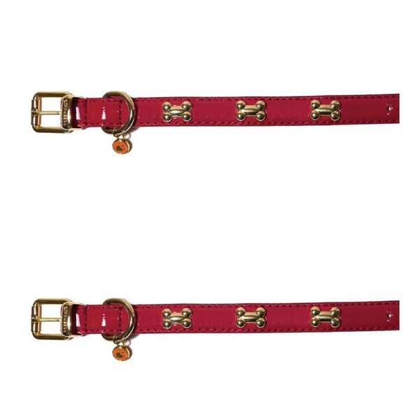2x Rosewood Cherry Pet/Dog 48cm Adjustable Nylon Collar Fashion Choker L Red