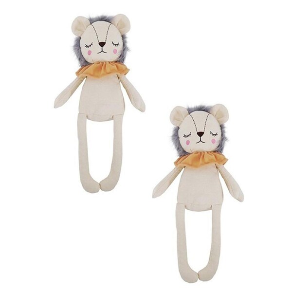 2x Rosewood Mrs Sleepy Lion Animal Plush Pet Dog Interactive Toy w/ Squeaker WHT