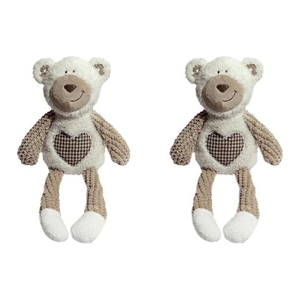 2x Rosewood Benjamin Bear Plush Pet Dog Puppy Cuddle Comfort Play Fun Toy Beige