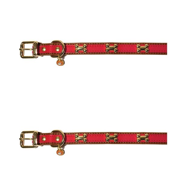 2x Rosewood 45.7cm Signal Pet/Dog Neck Collar Animal Choker Walking Strap M Red